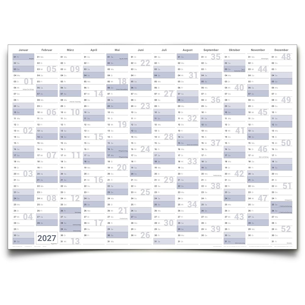Kalender 2027 MIT Feiertagen