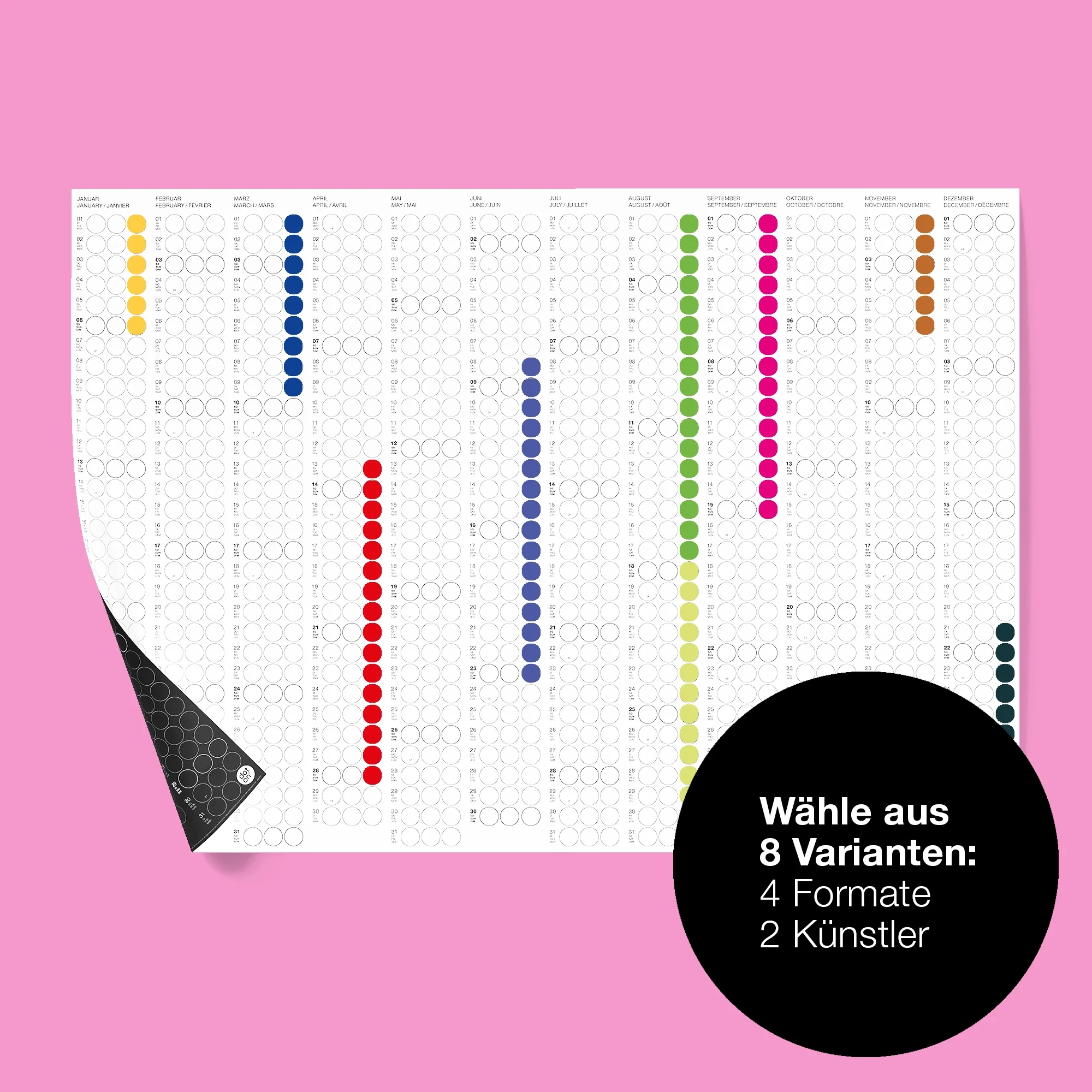 Dot On Pixelart Events Kalender Mit Klebepunkten