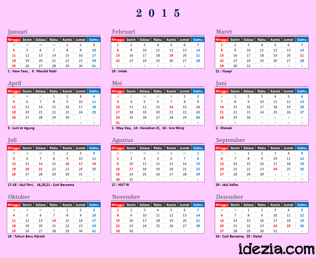 Kalender Tahun 2015