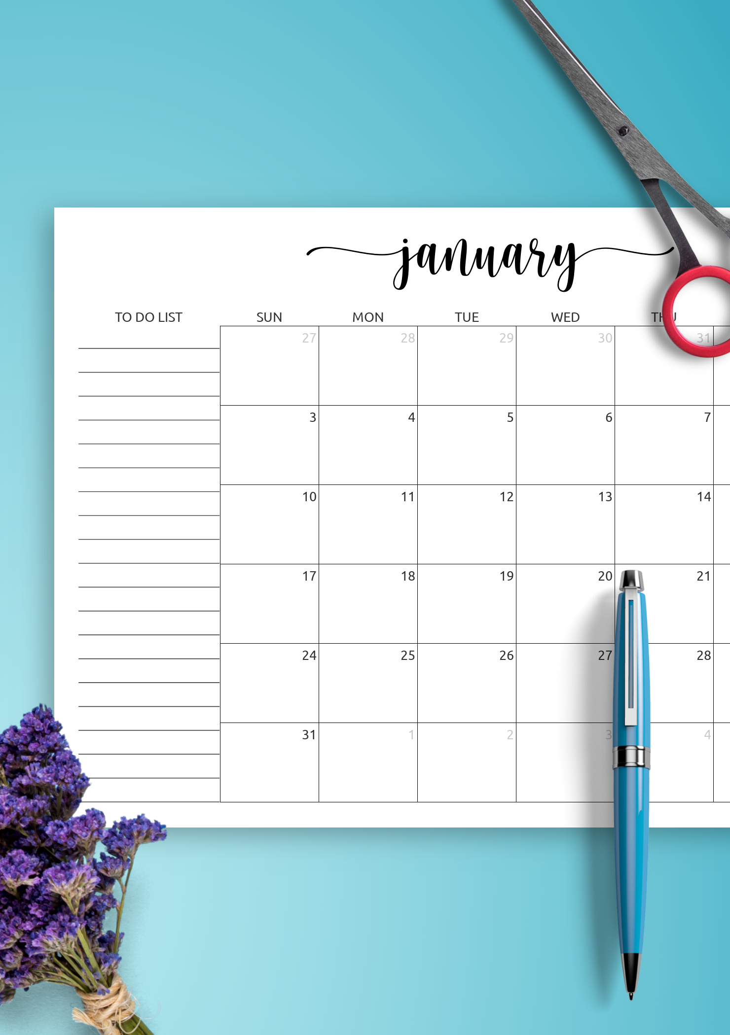 Kalender to Do List Monat