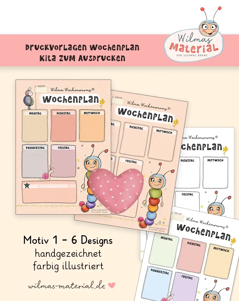 Druckvorlage Wochenplan Vorlage Kita Von Wilma Wochenwurm
