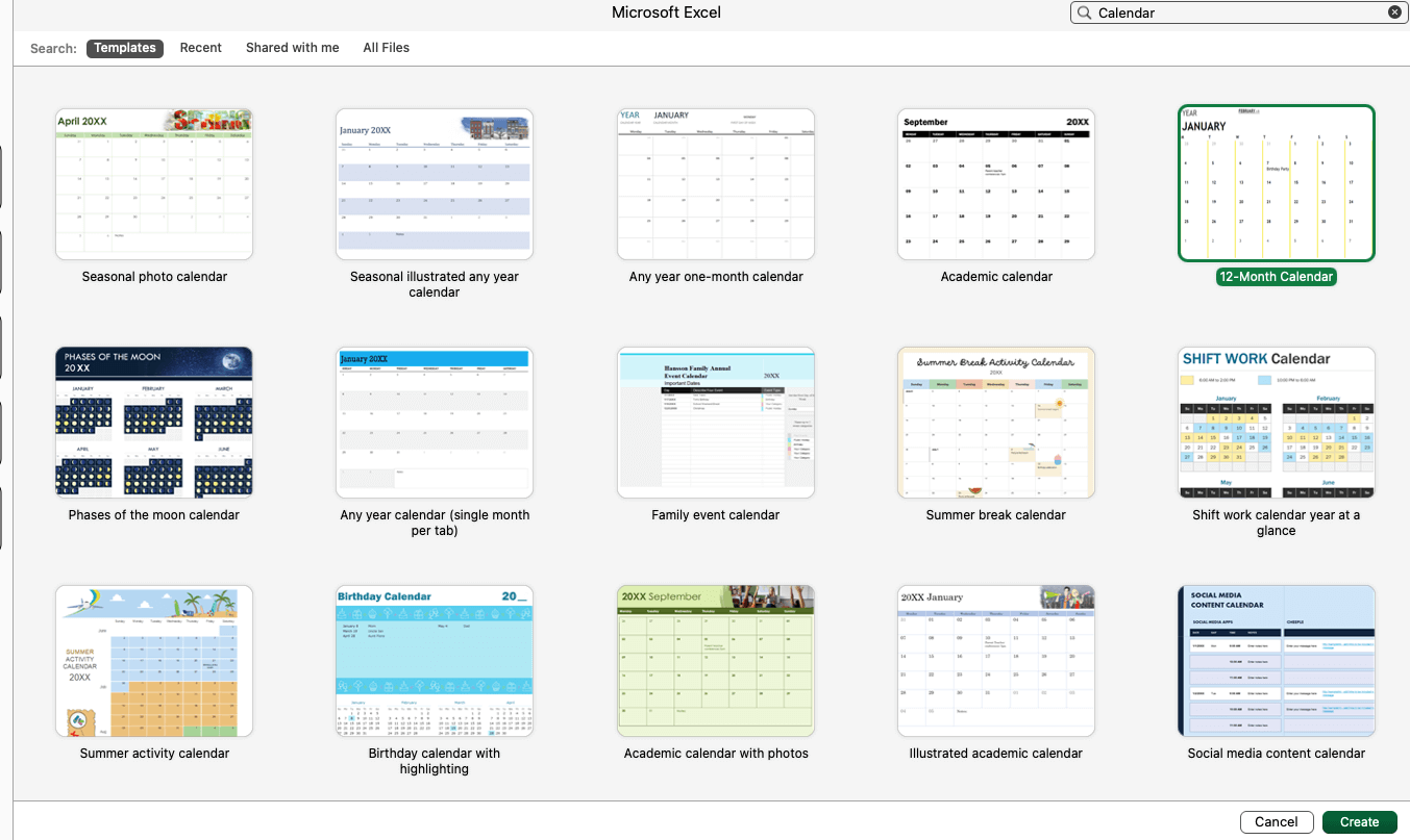 Kalender Excel Design