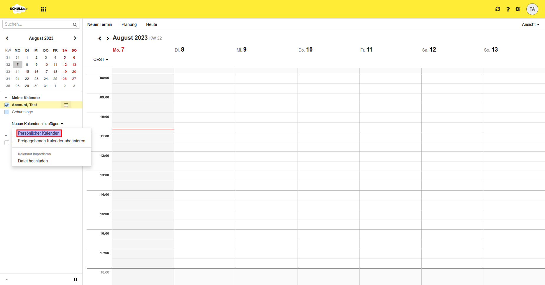 Schule BW Kalender