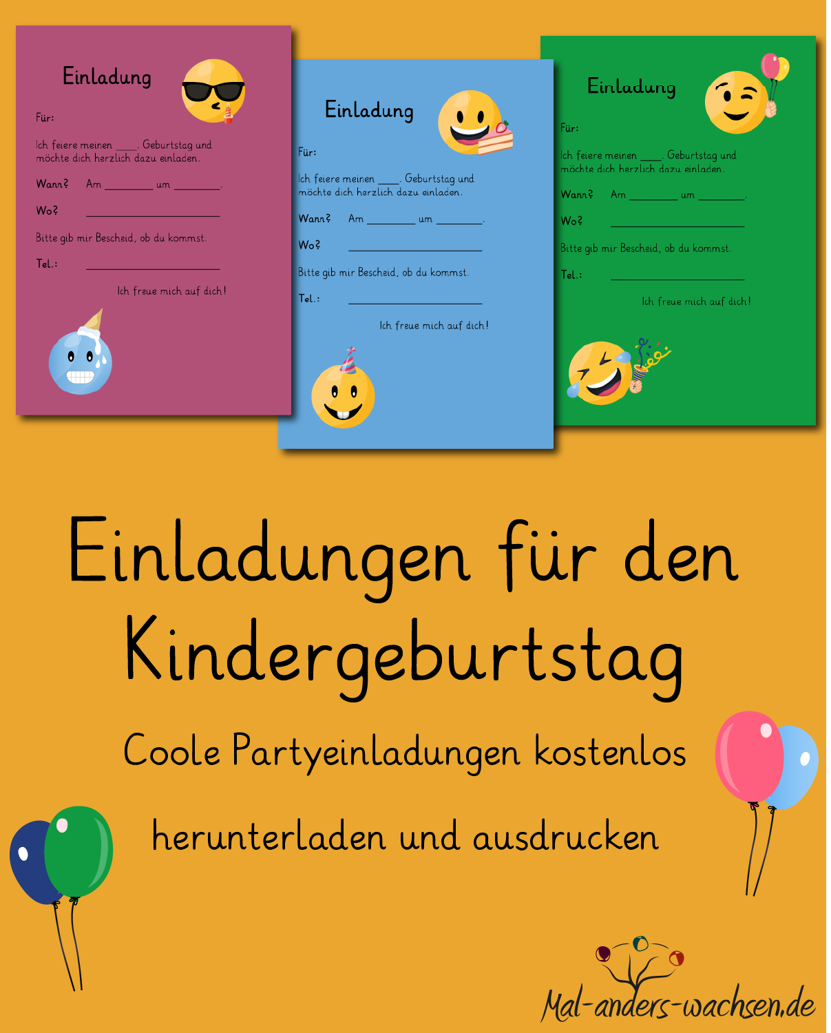Einladungen F r Den Kindergeburtstag Coole Partyeinladungen Kostenlos Herunterladen Und Ausdrucken Mal anders wachsen