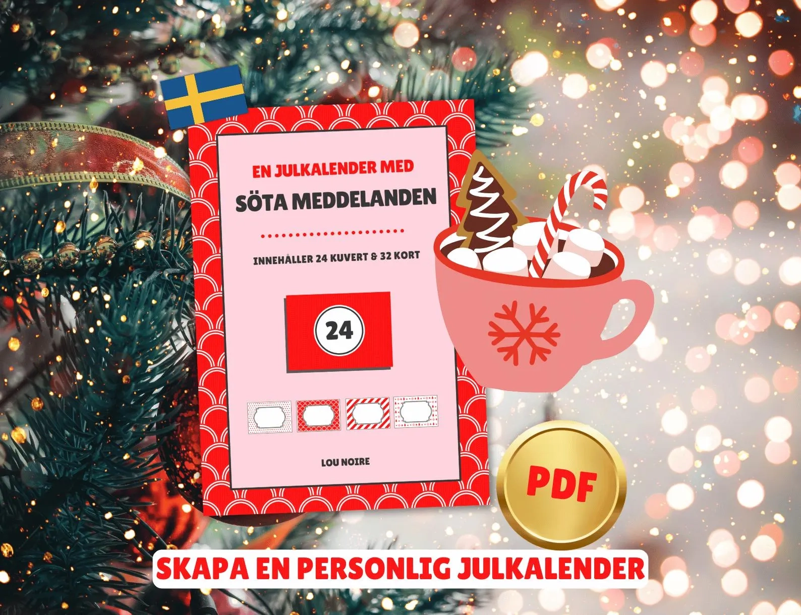 En Julkalender Med S ta Meddelanden Skapa En Personlig Kalender Med 24 K rleksfulla H lsningar A4 Utskrivbar PDF svenska Etsy