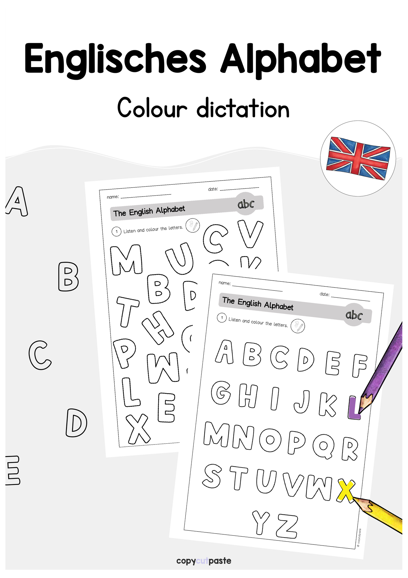 Englisches Alphabet Differenziertes Arbeitsblatt colour Dictation Unterrichtsmaterial Im Fach Englisch