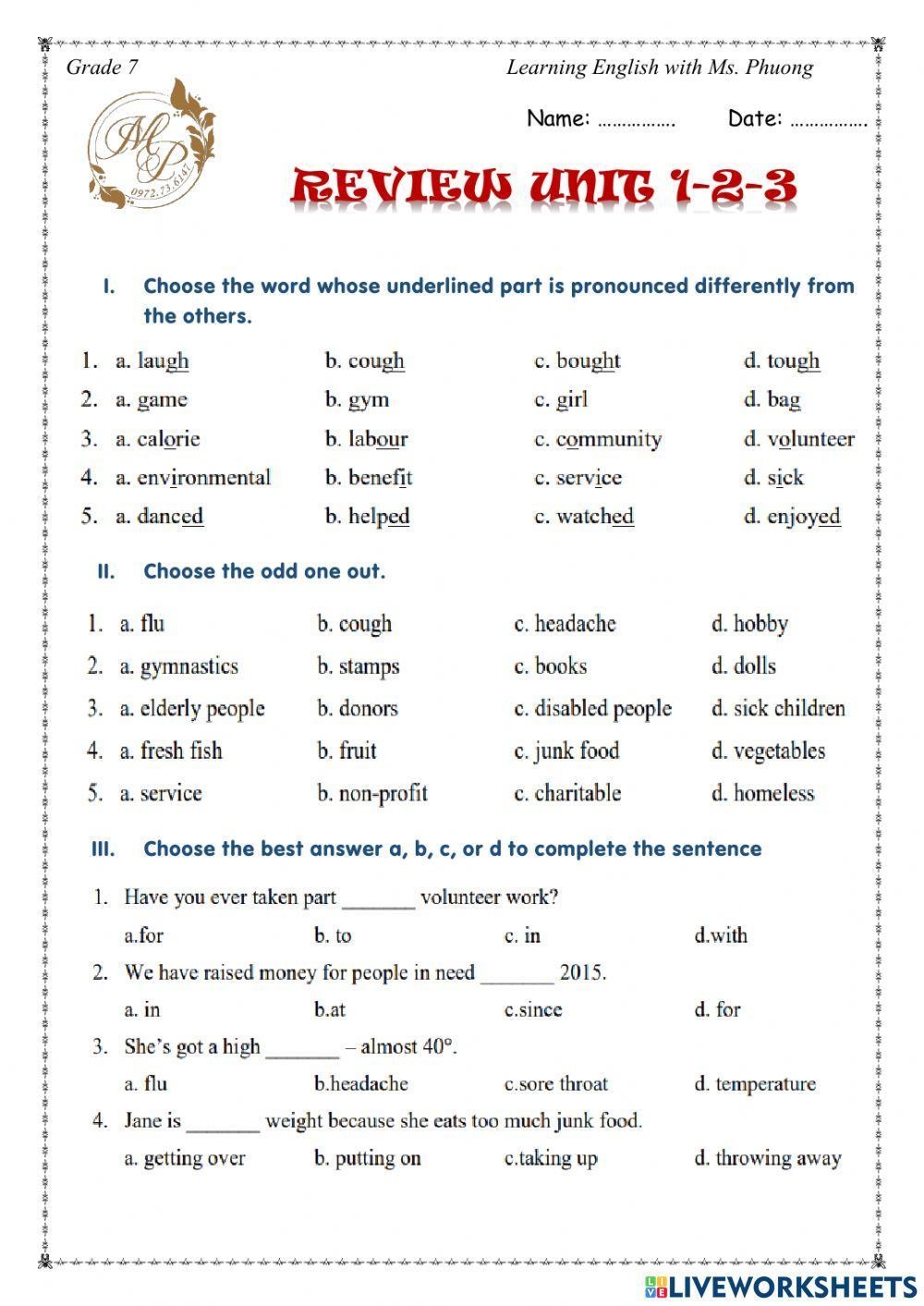 Arbeitsblätter Englisch 7. Klasse Unit 1