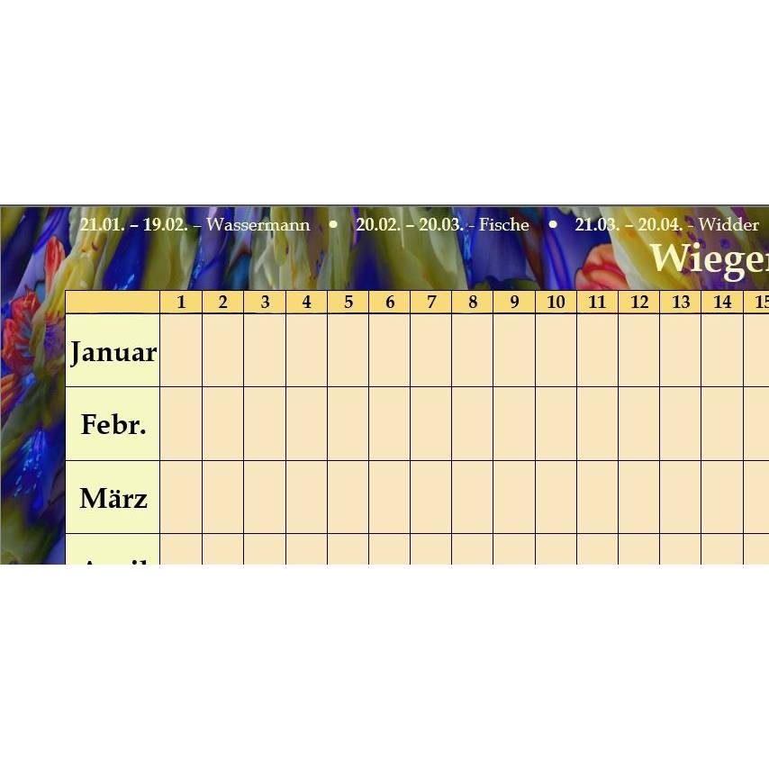 Ewiger Kalender Geburtstage Auf Einen Blick Mit Sternzeichen PDF DIN A4 Zum Ausdrucken