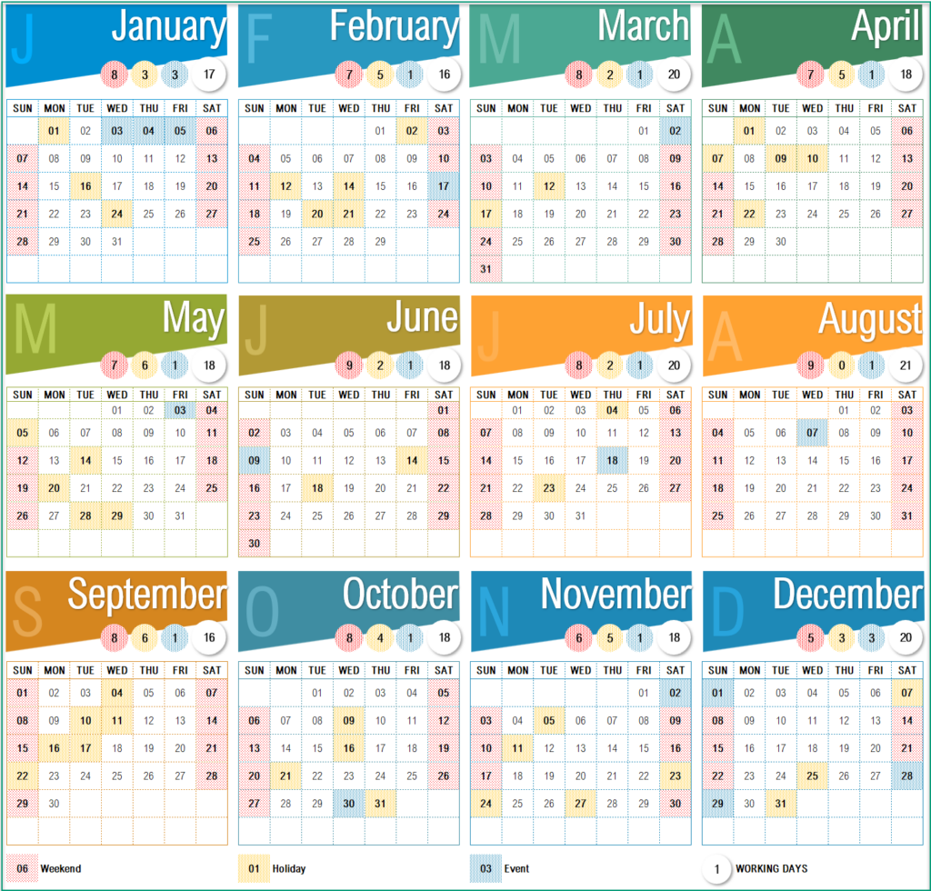 Excel Calendar 2024 With 24 Designed Layouts Free Download