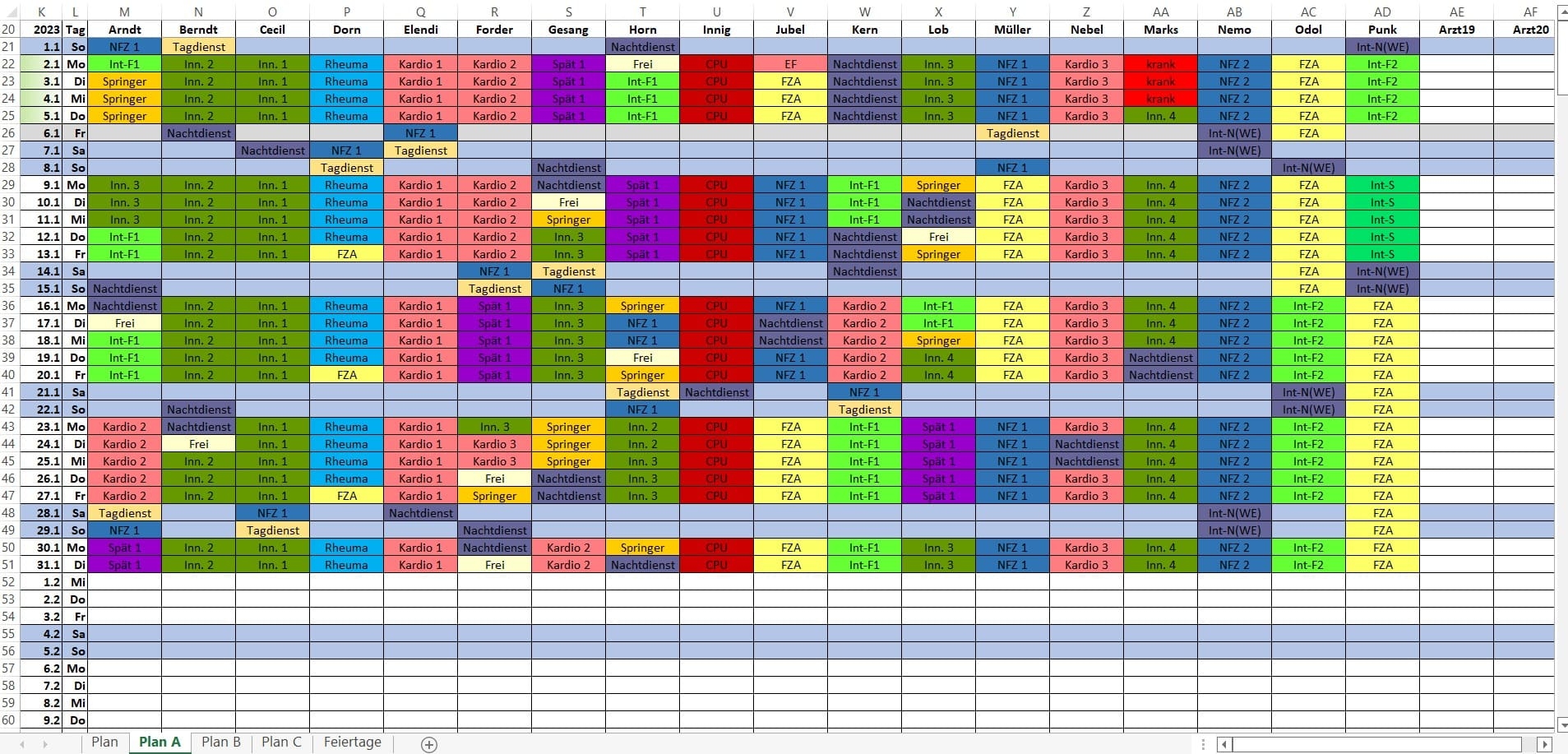 Excel Dienstplan F r Assistenz rzte Mit Immerw hrendem Kalender