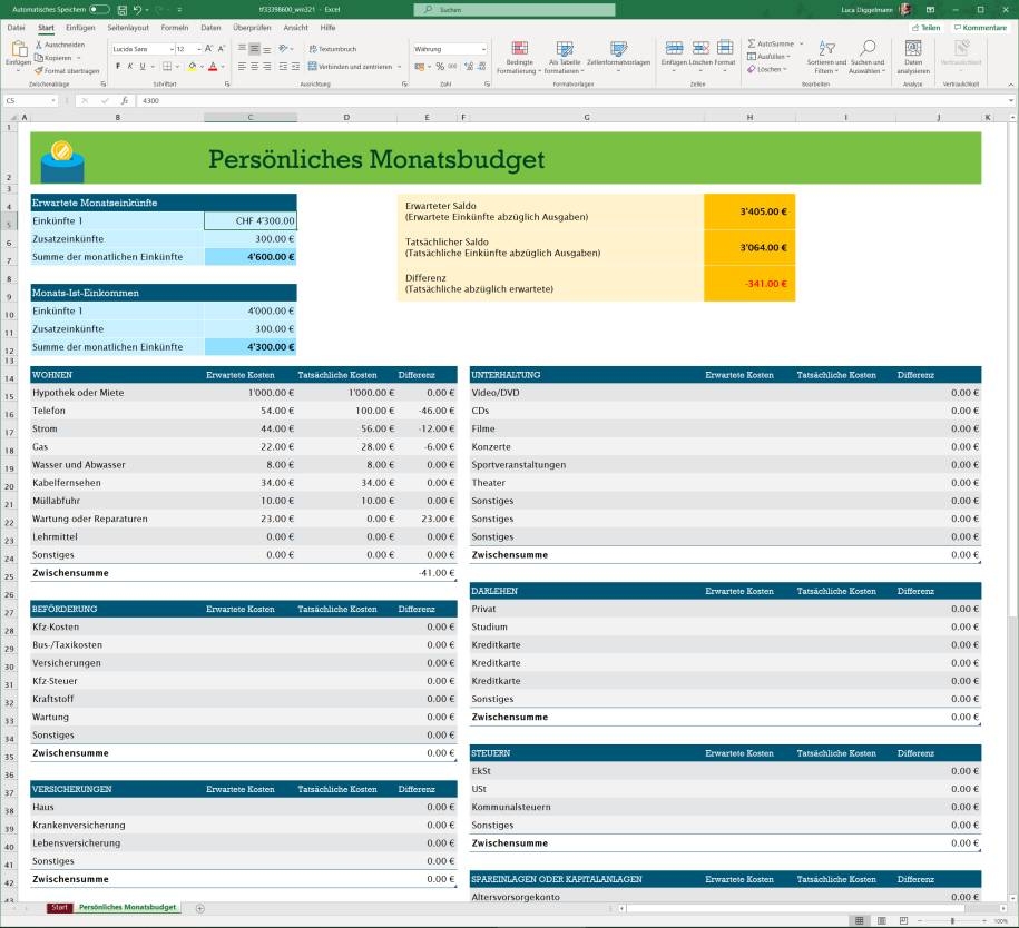 Doppelte Buchhaltung Excel Vorlage Kostenlos
