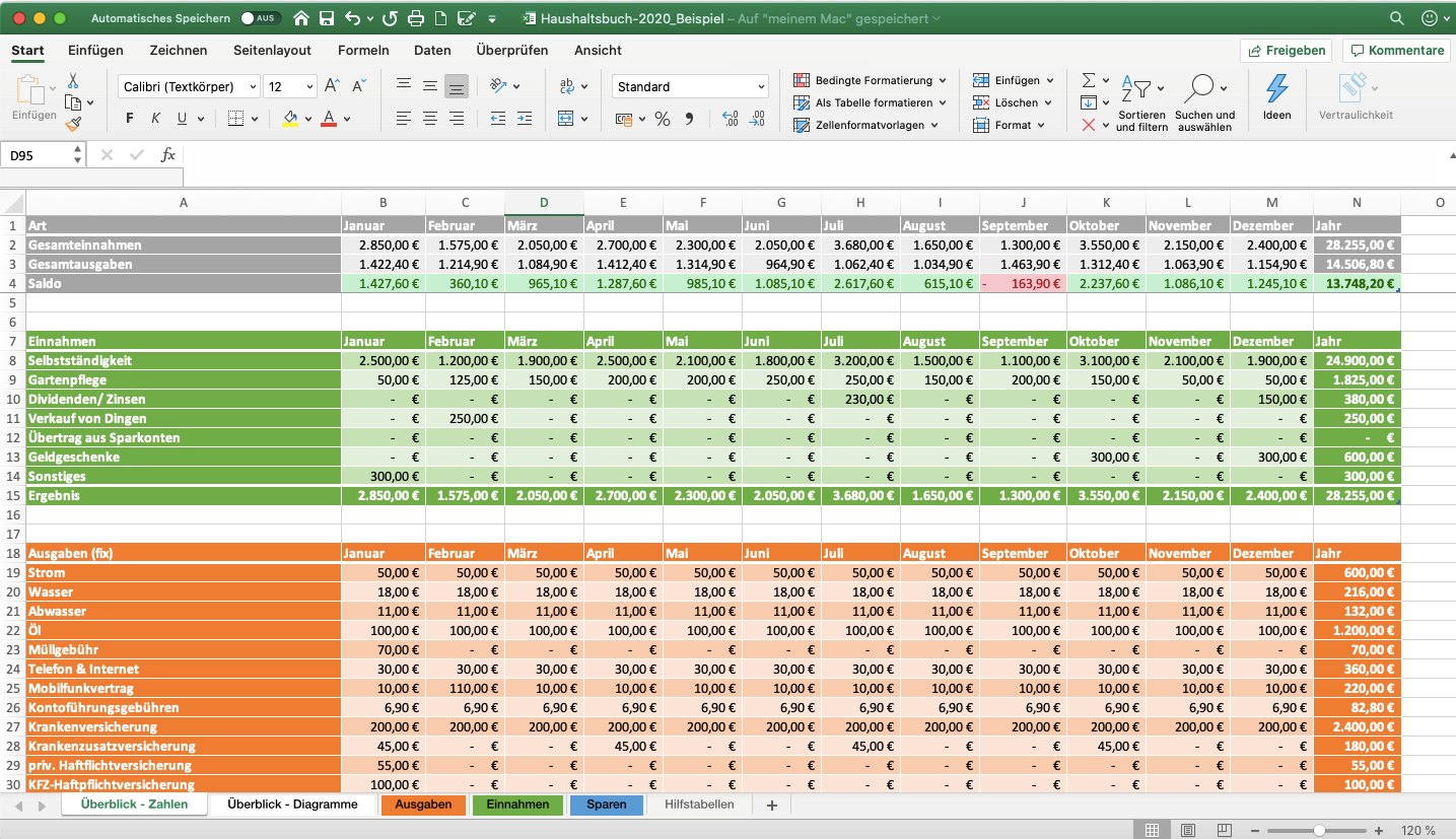 excel haushaltsbuch selbst erstellen anleitung