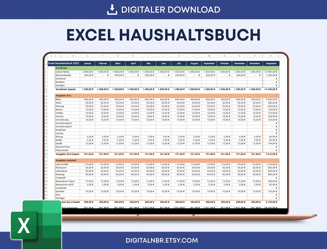 Excel-Tabelle Haushaltsbuch Kostenlos