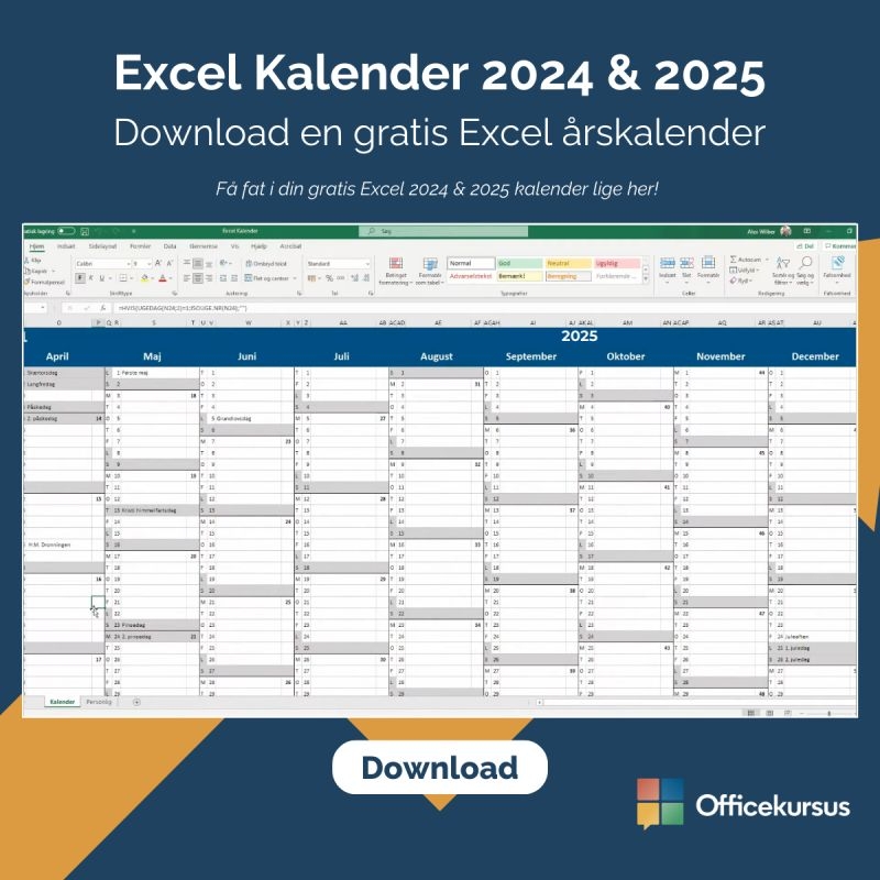 Kalender I Excel Danmark