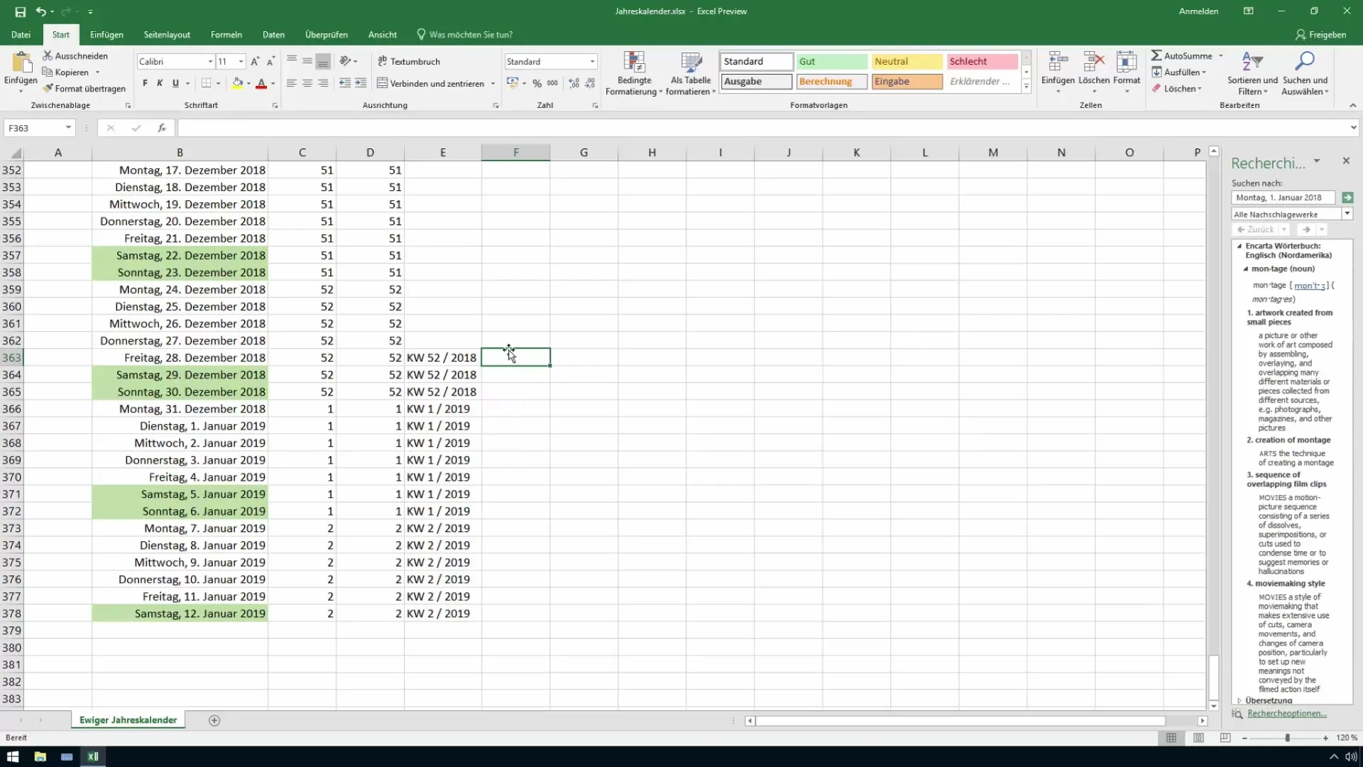 Excel Kalenderwochen Richtig Erstellen
