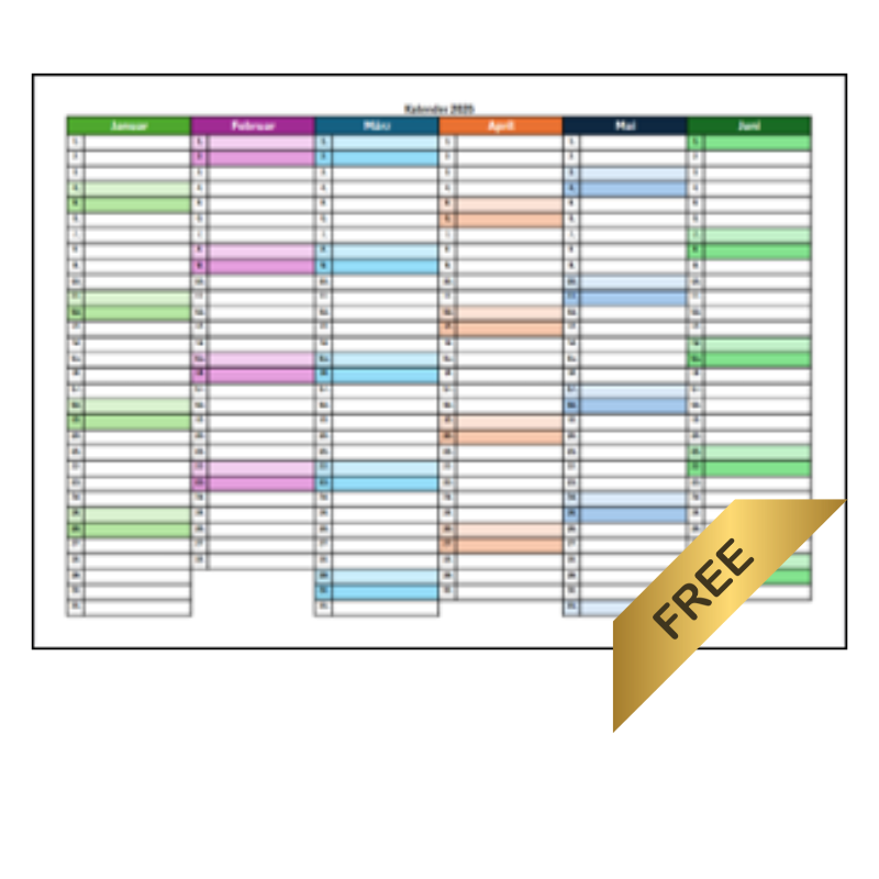 Excel Und PDF Kalender 2025 kostenloser Download 