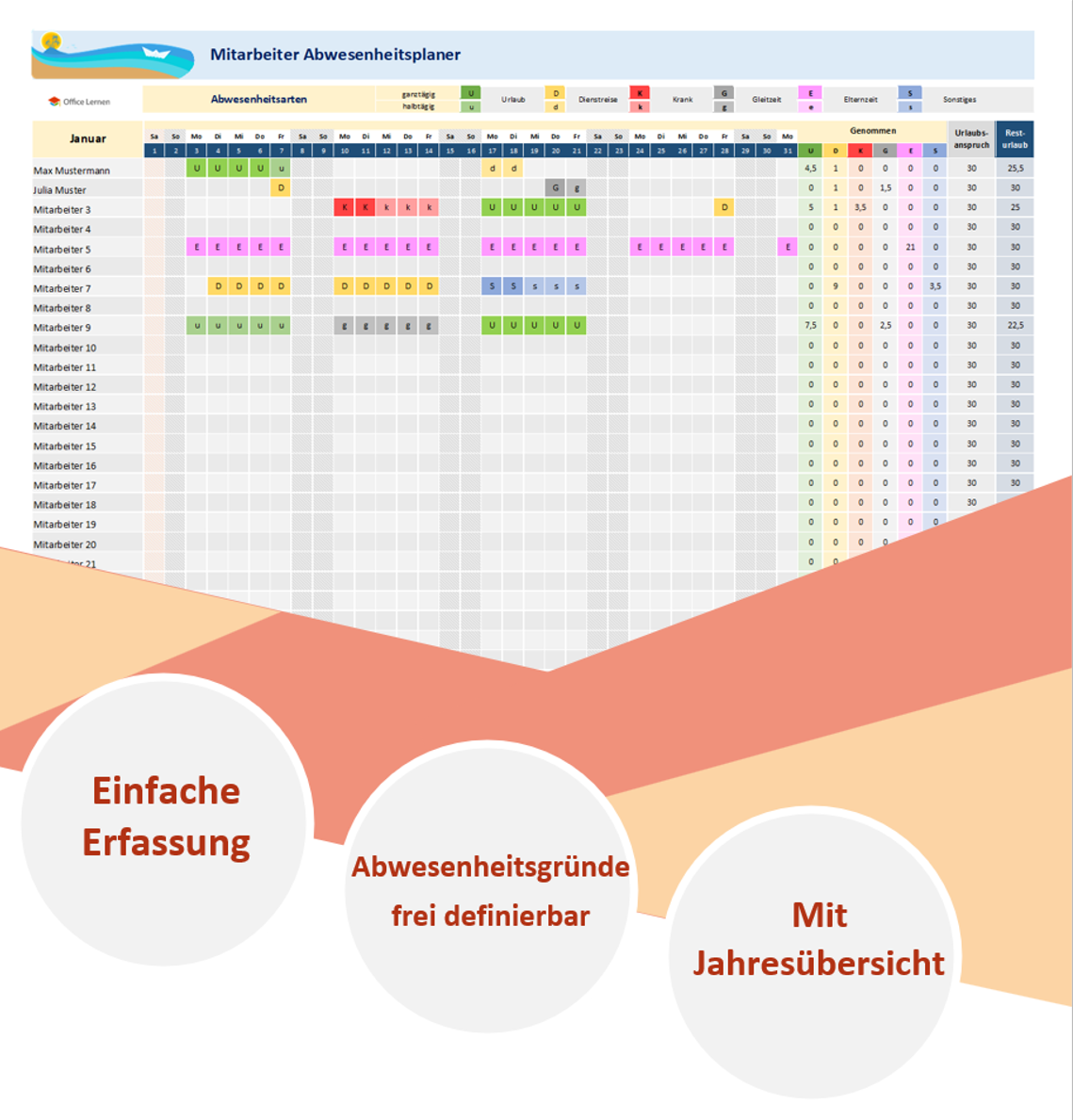 Kalender Zum Eintragen Von Urlaub Büro