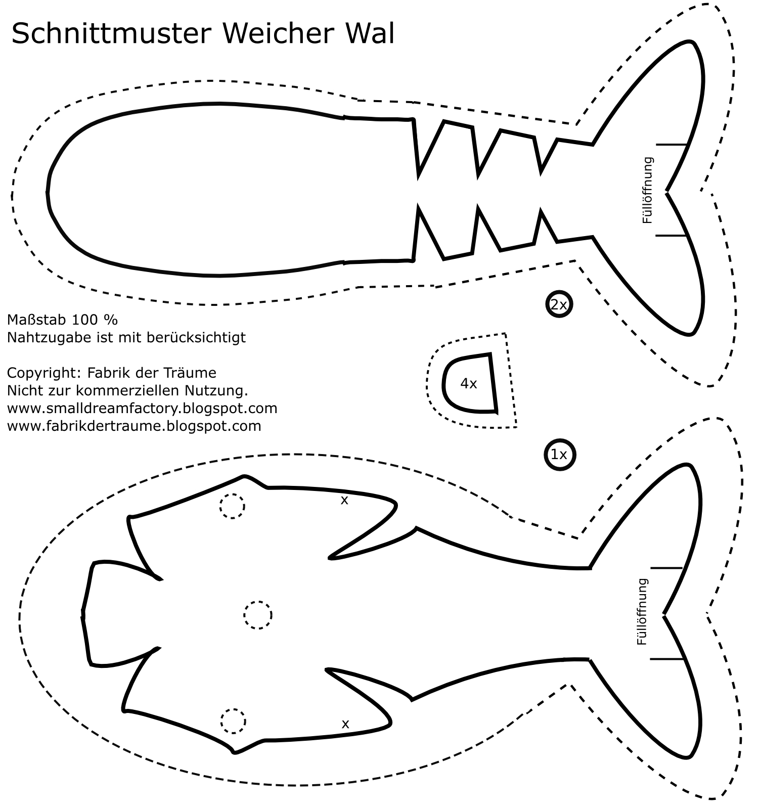 Fabrik Der Tr ume Kostenlose Schnittmuster Kostenloses Schnittmuster Weicher Wal