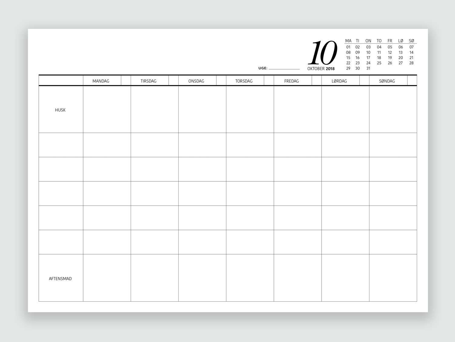  Familiekalender Gratis Print selv Kalender Alle Har Sine Egen Felter