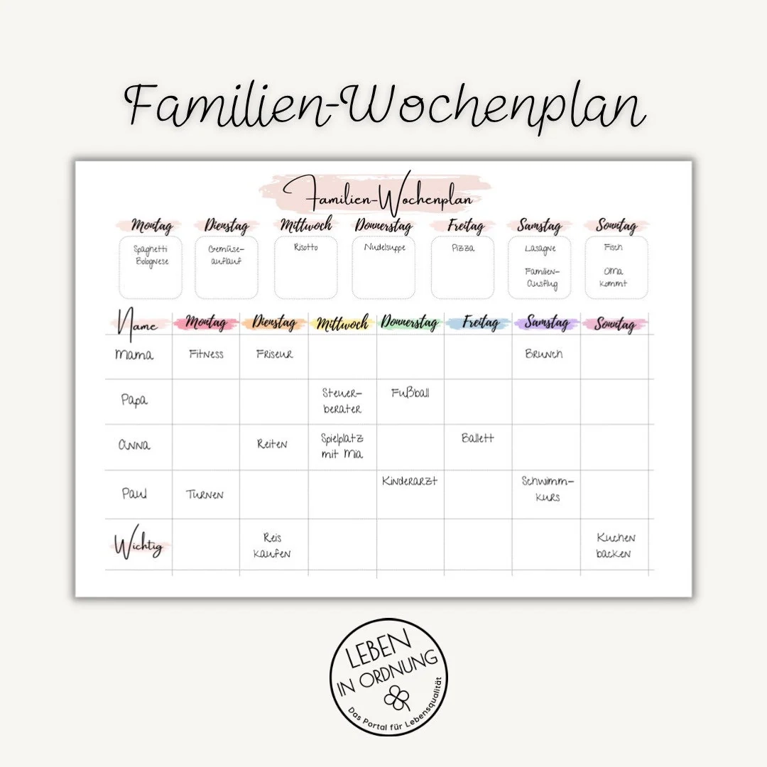 Familien Wochenplan F r 3 6 Personen Zum Ausdrucken Als Sofort Download PDF Etsy Schweiz