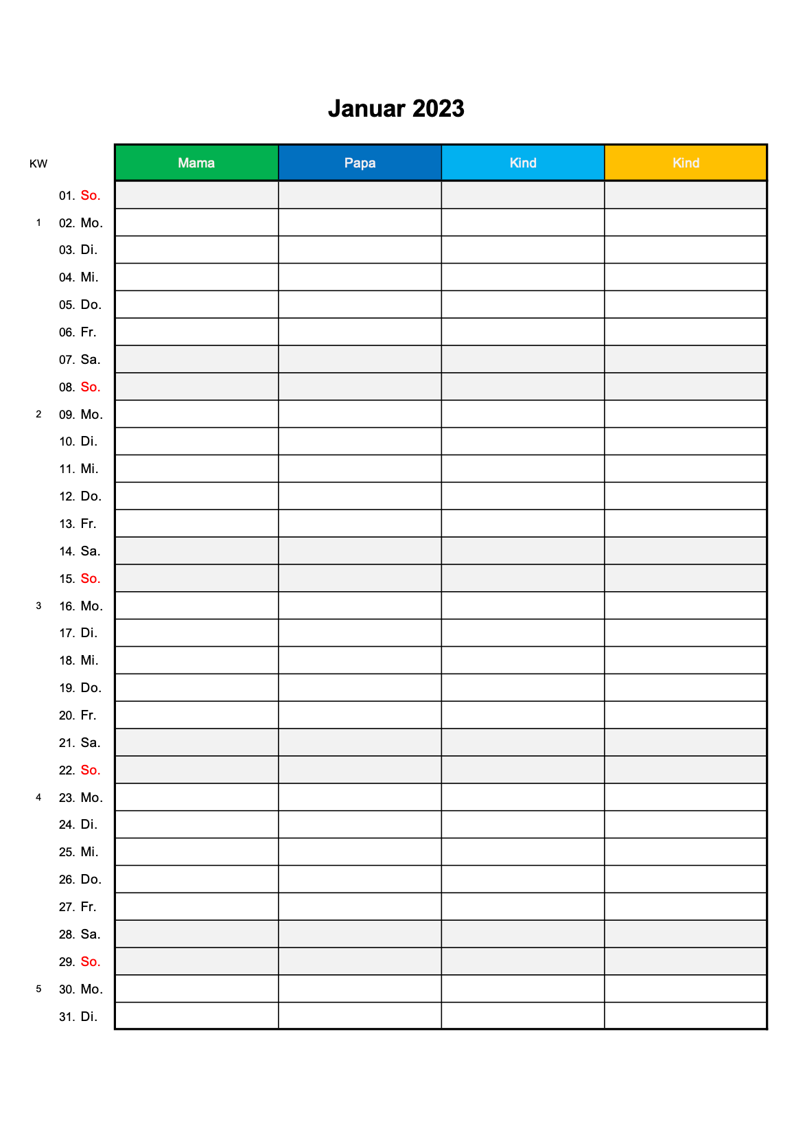 Kalender 2023 PDF Kostenlos