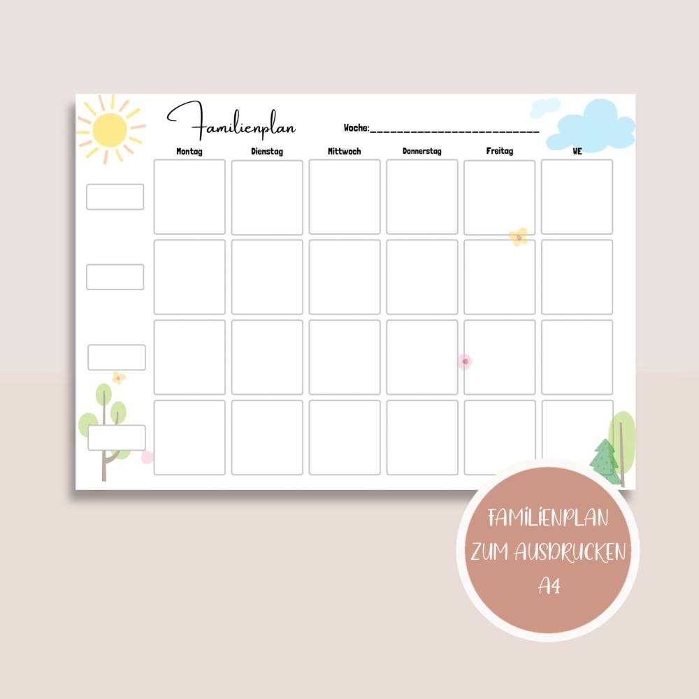 Familienplaner Zum Ausdrucken A4 Planer Listen Printables