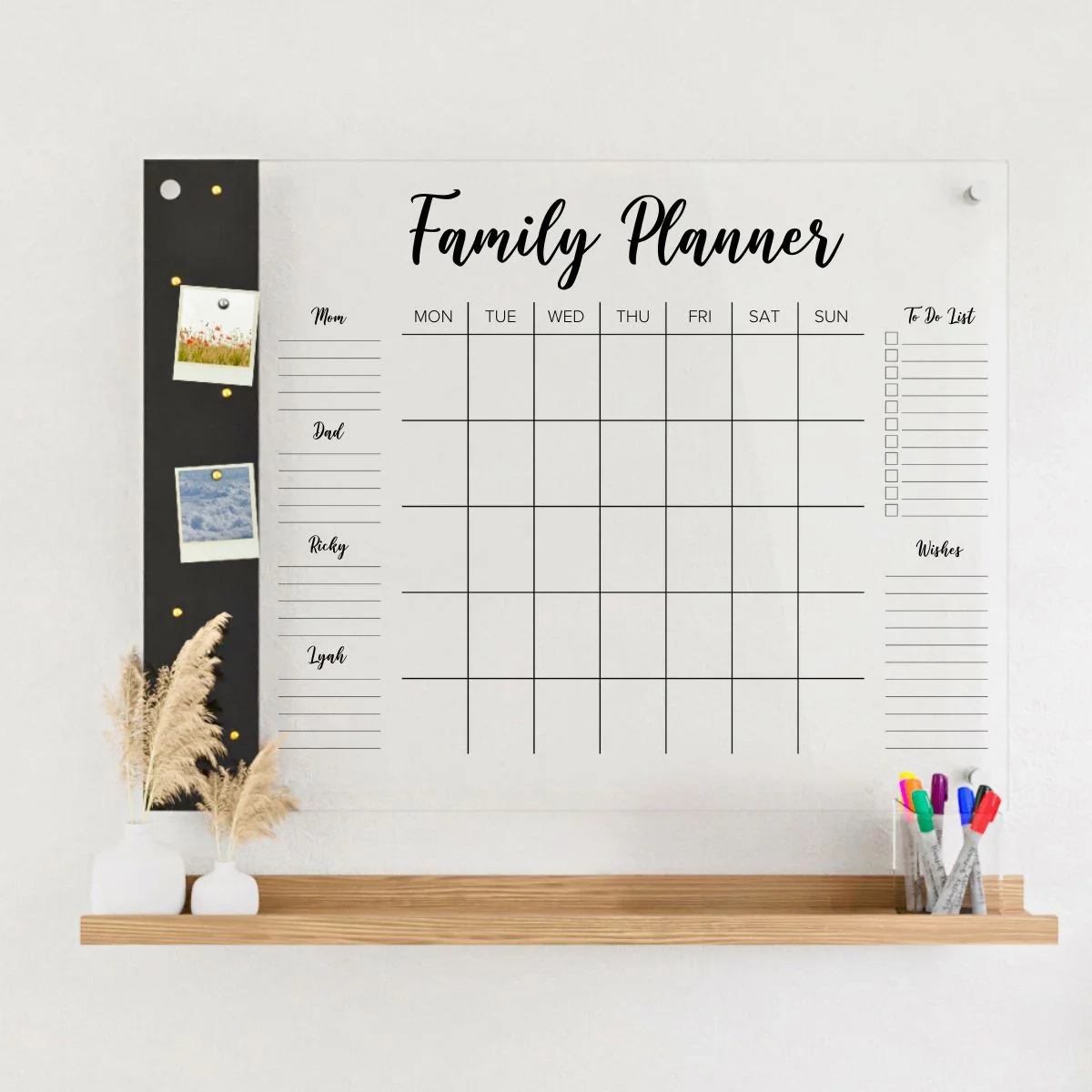 Family Weekly Planner 4 name Family Planner Made Of Acrylic Glass For The Wall Personalizable Washable With Magnetic Board Wunsch Kalender