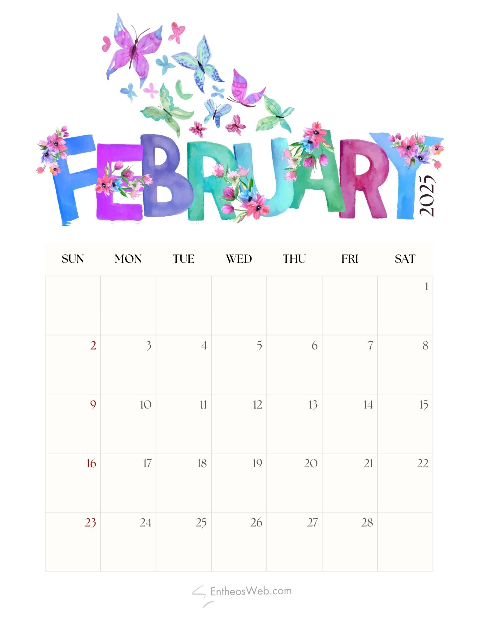 Ideen Hand Lettering Kalender Februar 2025