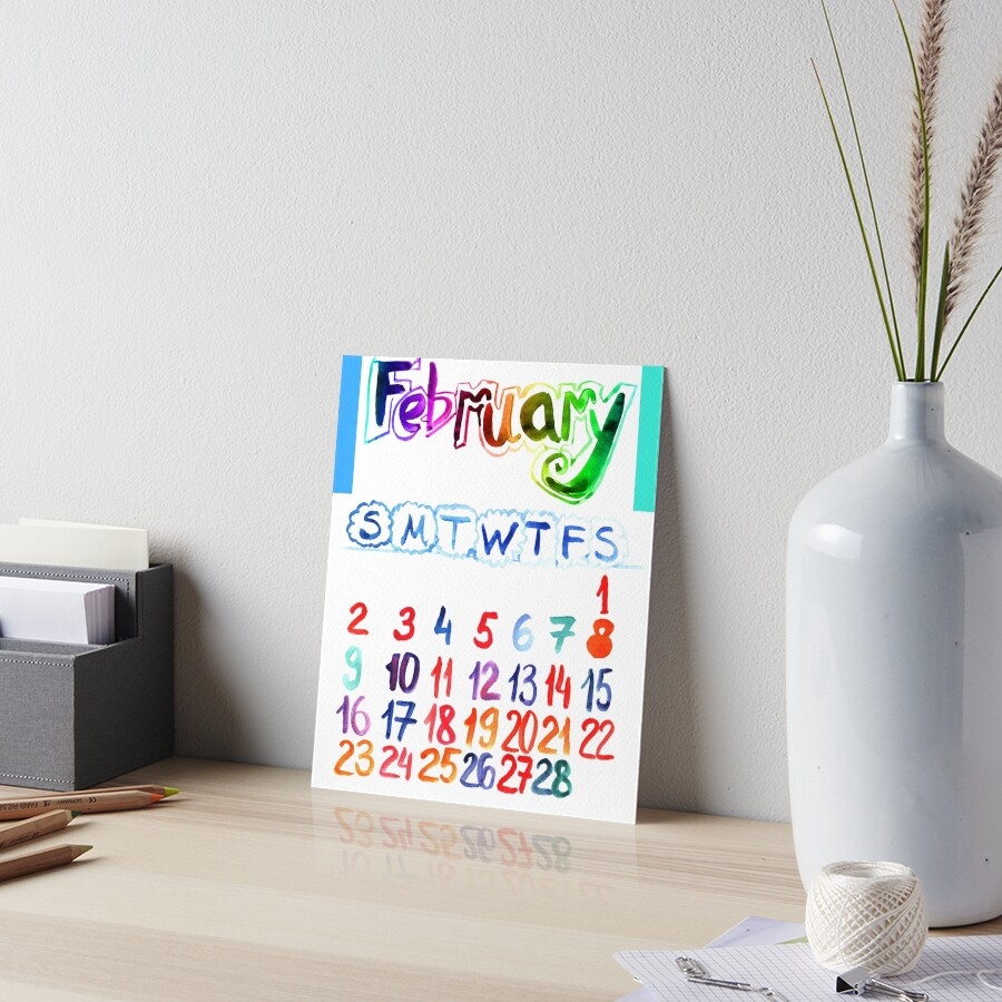 February 2025 Cute Hand Drawing Lettering Calendar Watercolor Artistic Handmade Handlettering Painting Calendar Poster For Sale By Lausn Redbubble
