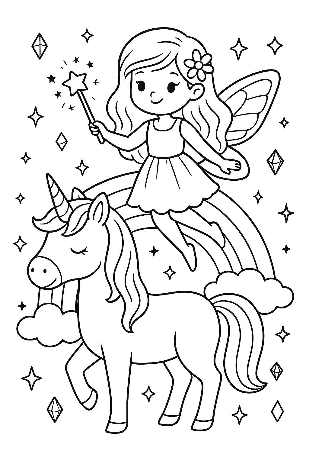  Fee Mit Einhorn Regenbogen Ausmalbilder Zum Ausdrucken