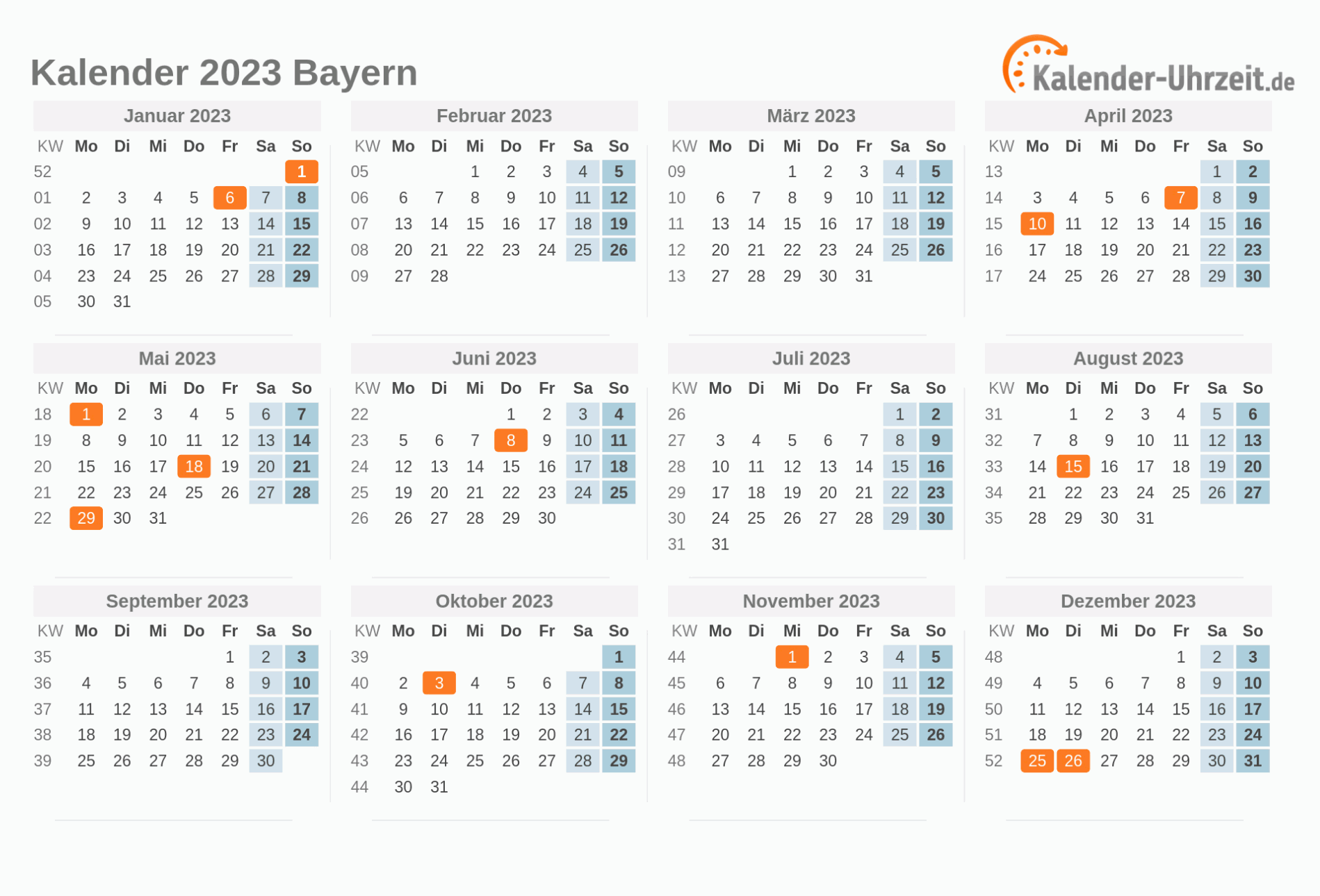 Feiertage 2023 Bayern Kalender