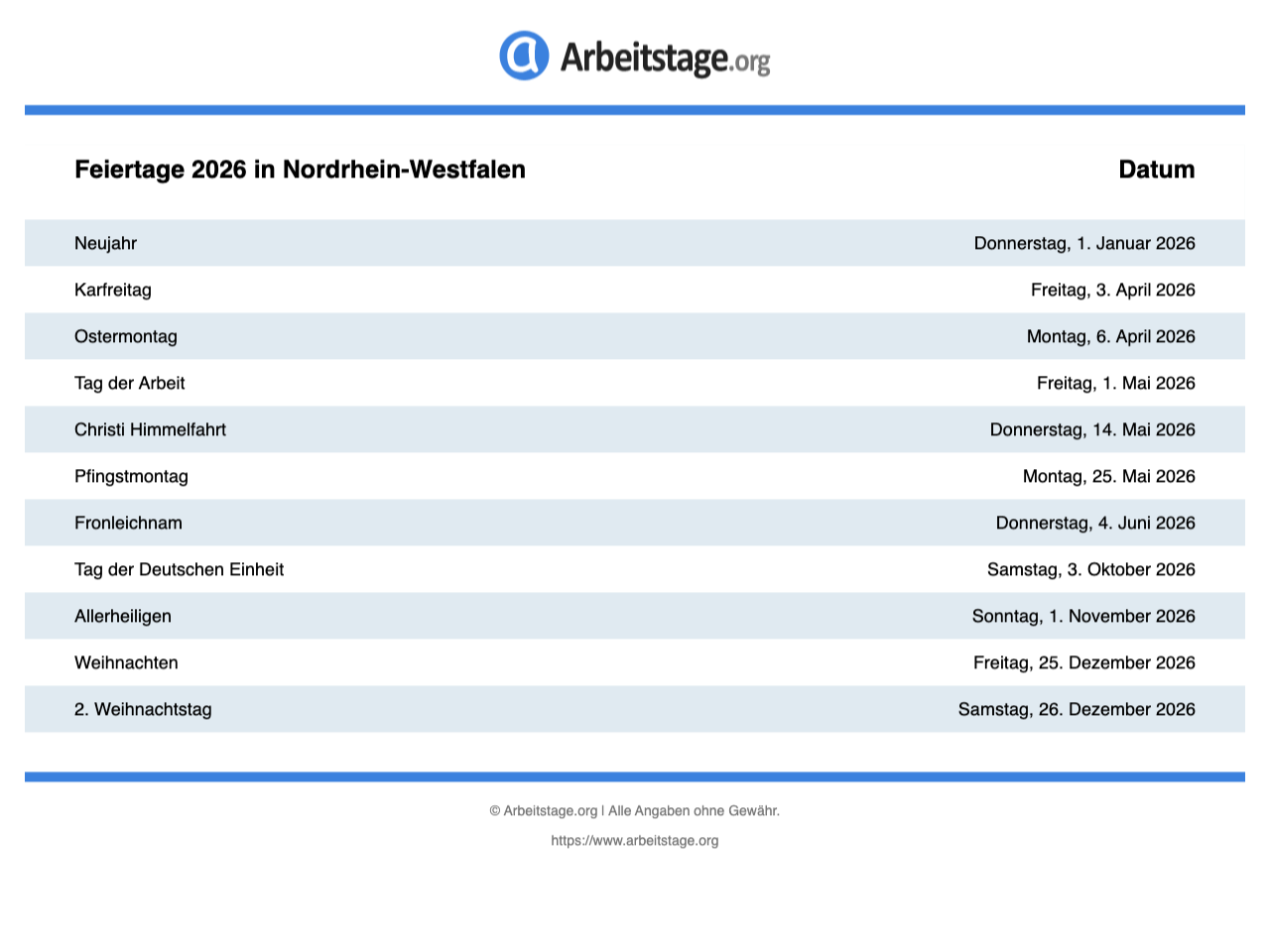 Feiertage 2026 In Nordrhein Westfalen Termine Infos