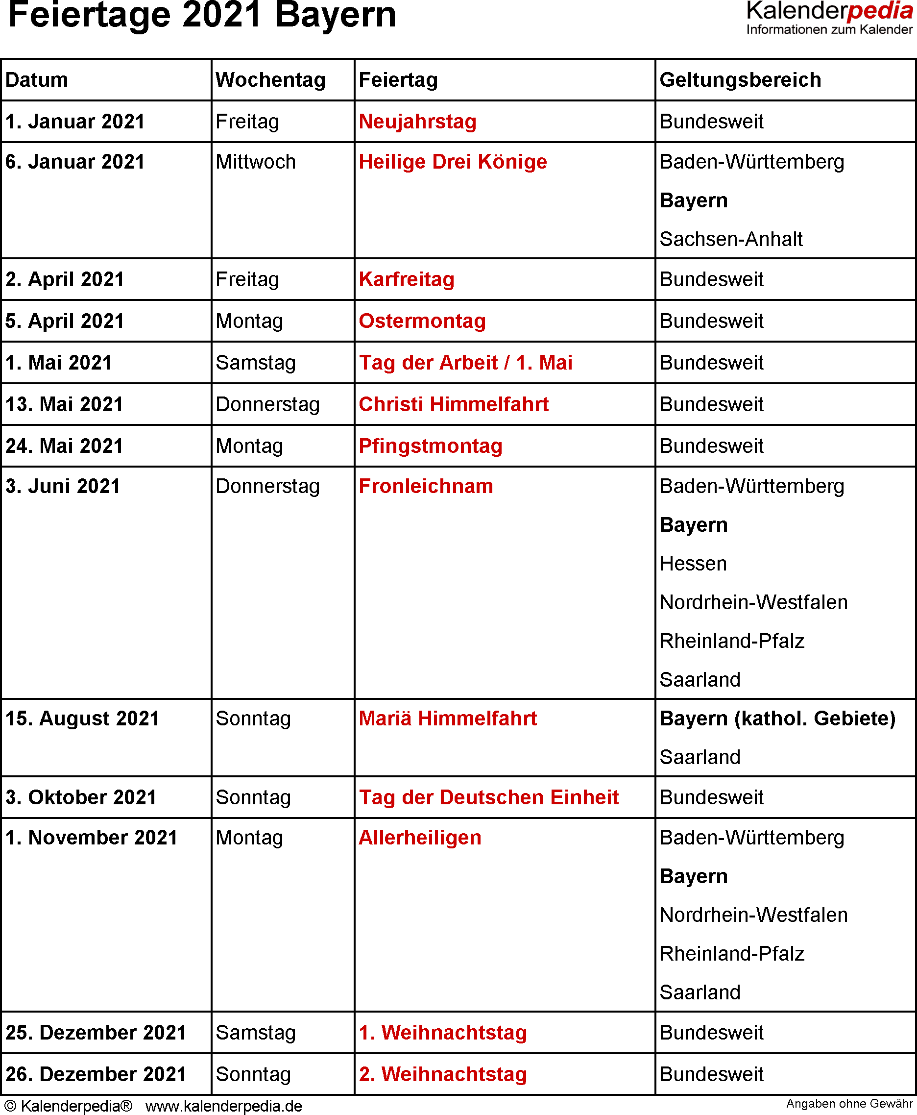 Kalender Mai MIT Feiertagen Bayern