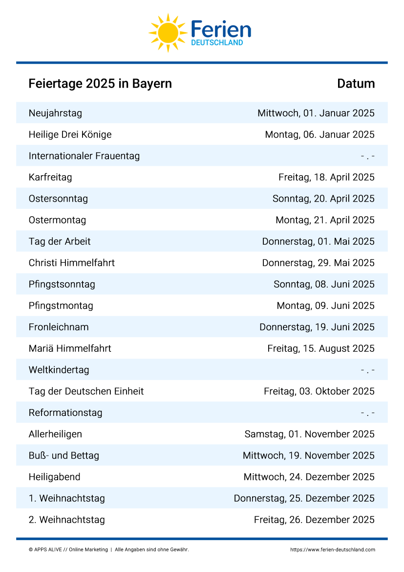  Feiertage Bayern 2024 2025 2026 2027 2028 2029 Alle Termine Im berblick