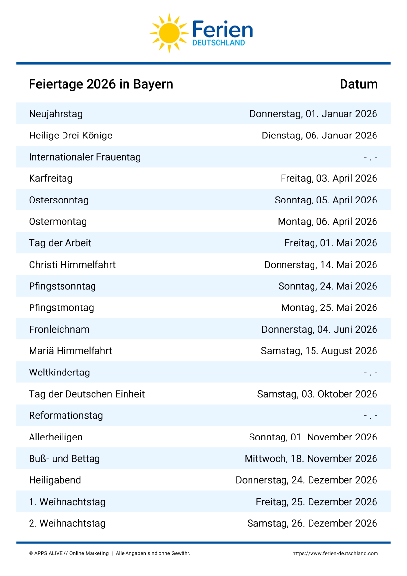  Feiertage Bayern 2024 2025 2026 2027 2028 2029 Alle Termine Im berblick