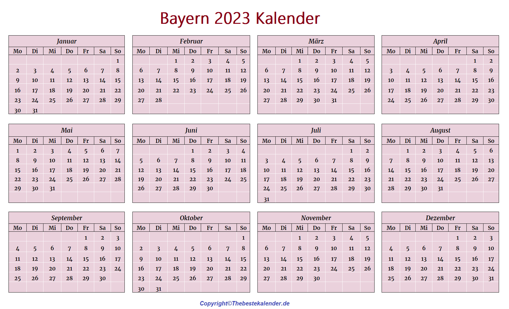 Sommerferien Bayern Kalender