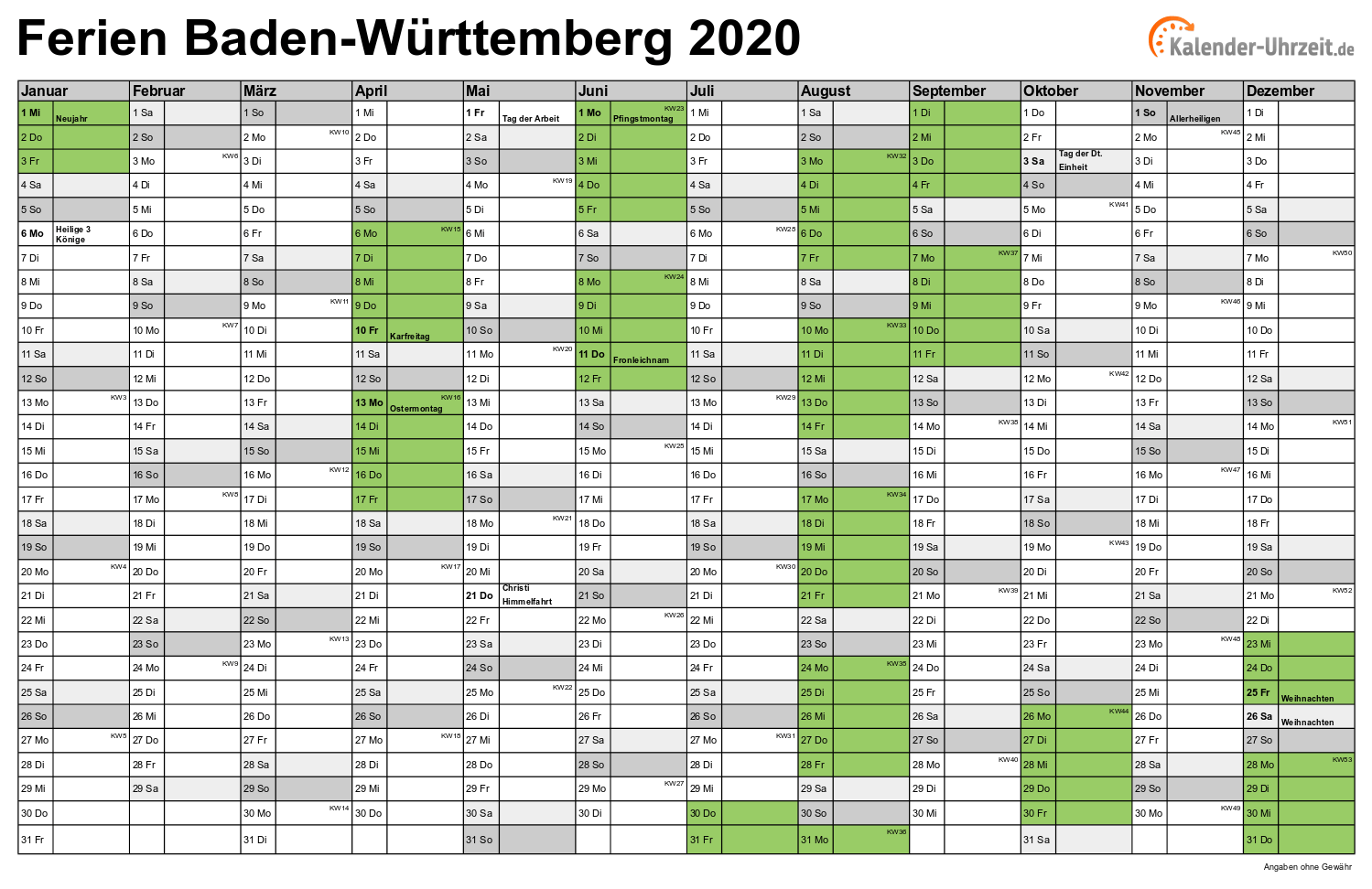 Ferien Baden W rttemberg 2020 Ferienkalender Zum Ausdrucken