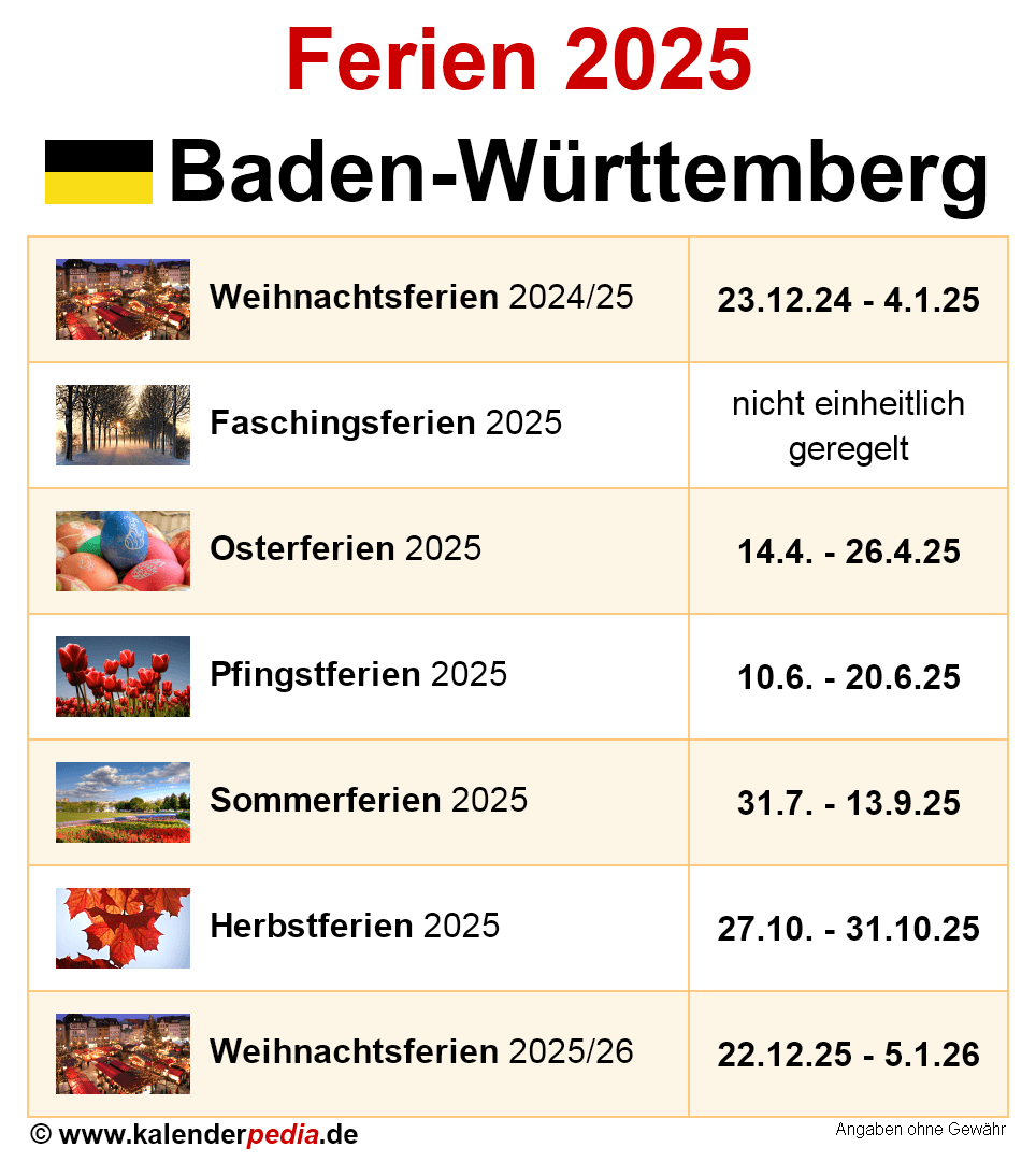 Ferien Baden W rttemberg 2025 bersicht Der Ferientermine