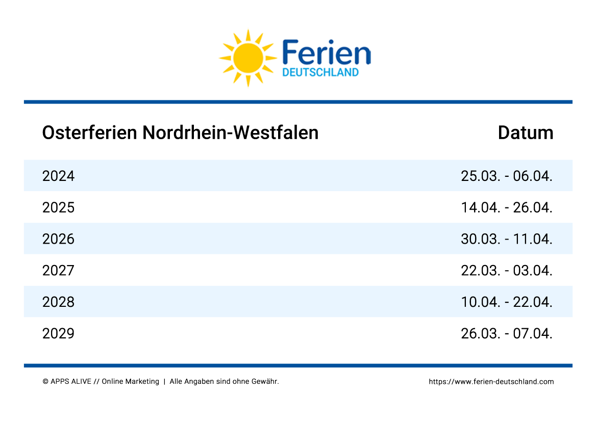 Ferienkalender 2028 NRW