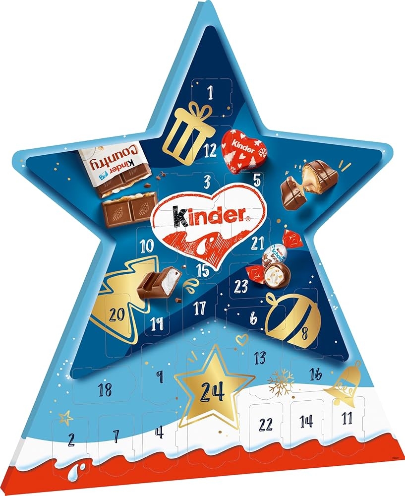 Ferrero Kinder Mix Star Adventskalender Met Heerlijke Chocoladespecialiteiten 1 Kalender Van 149 G Amazon nl Levensmiddelen