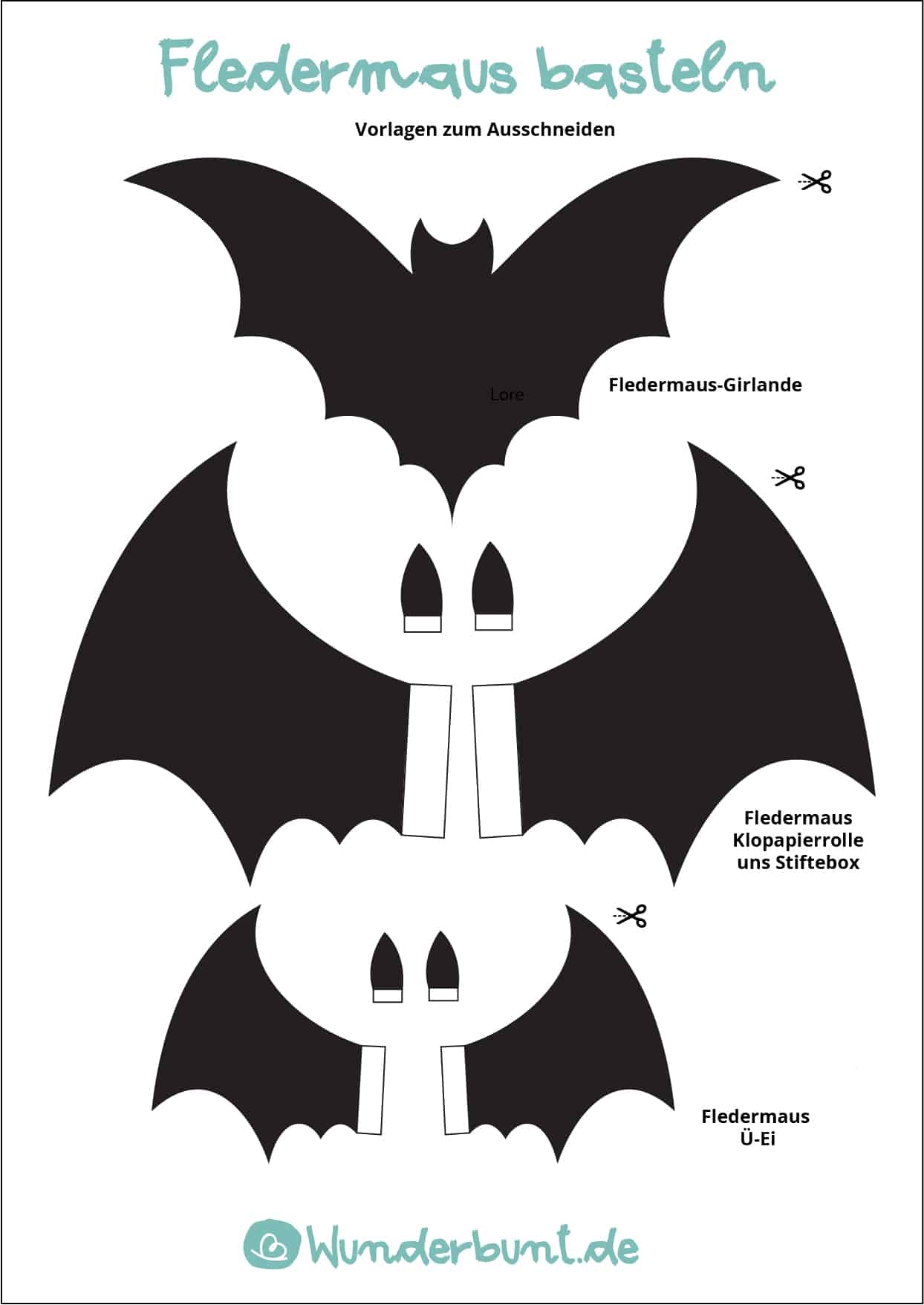Fledermaus Basteln Bastelvorlage 5 DIY Ideen Wunderbunt de