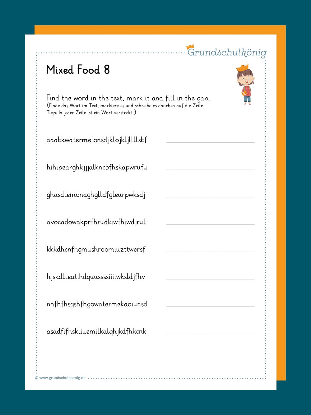 Abeitsblätter Kostenlos English Essen