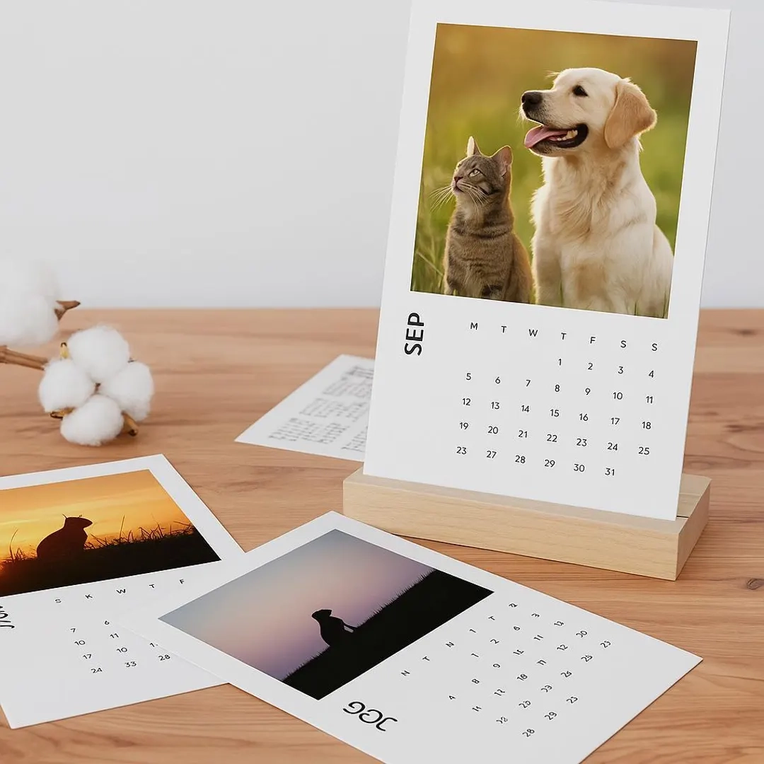 Fotokalender Zum Auftsellne Holzfuss