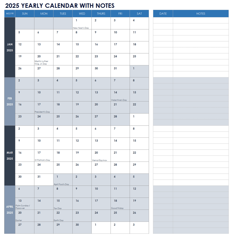 Kalender I Excel Download