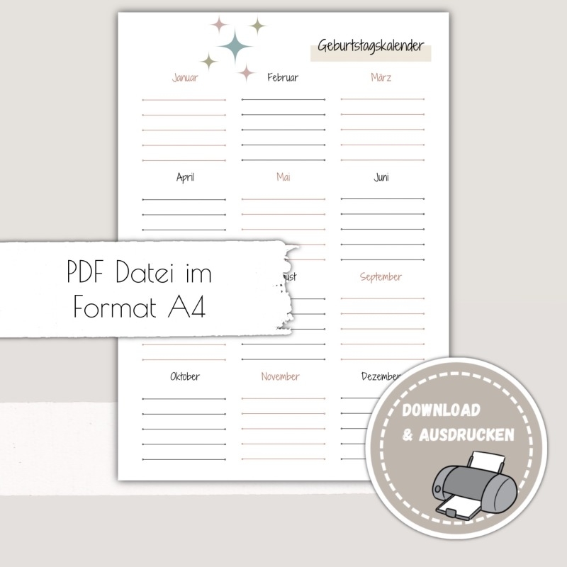Geburtstagskalender Zum Ausdrucken Immer W hrender Kalender F r Geburtstage Kaufen