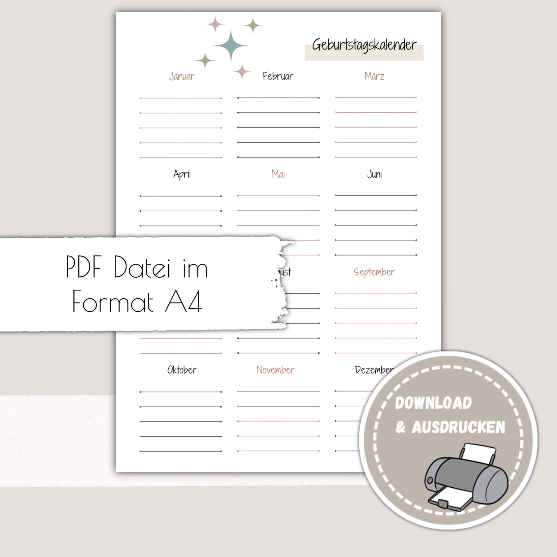 Kalender Zum Aufhängen Ausdrucken