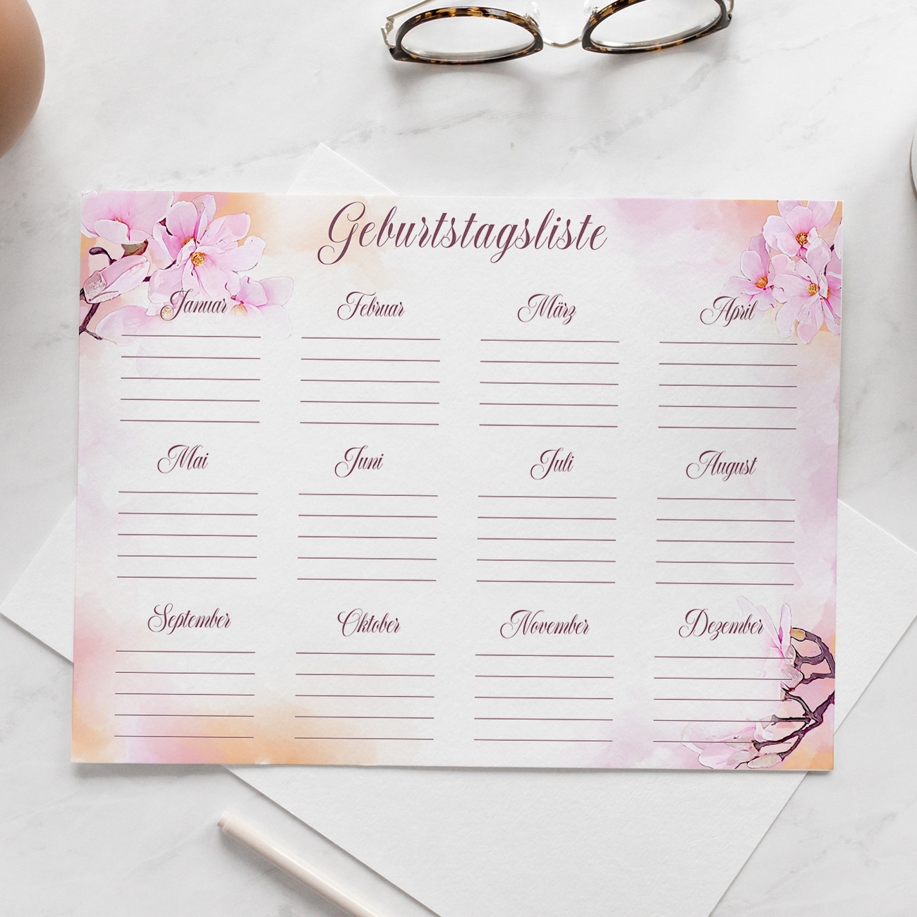 Geburtstagskalender Zum Ausdrucken Inkl Ausf llbare PDF Vorlage Swomolemo Printables
