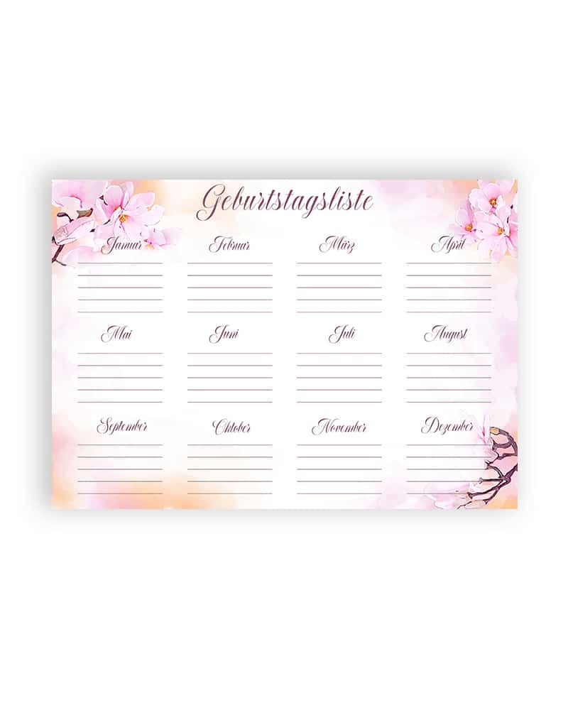 Geburtstagskalender Zum Ausdrucken Inkl Ausf llbare PDF Vorlage Swomolemo Printables