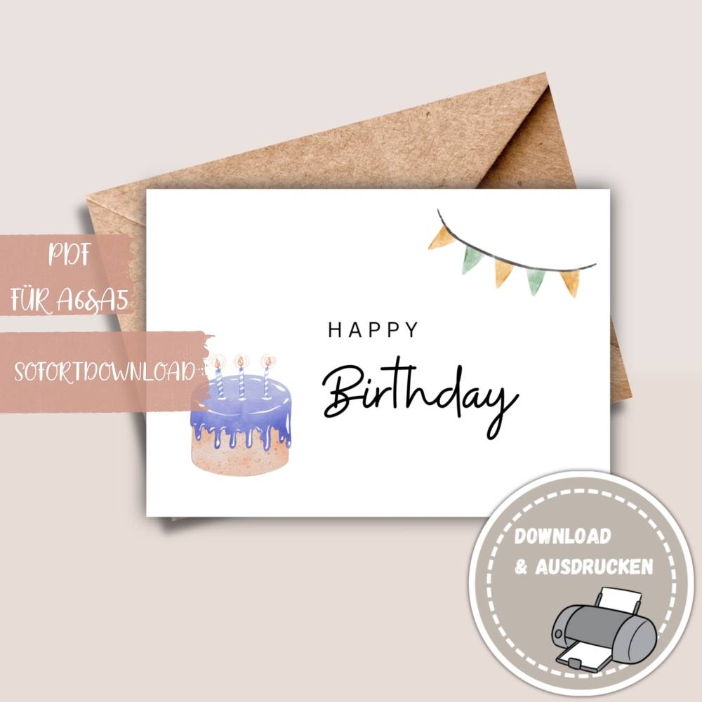 Geburtstagskarte Zum Ausdrucken Druckbare Karte Gl ckwunschkarten Happy Birthday Zum Ausdrucken