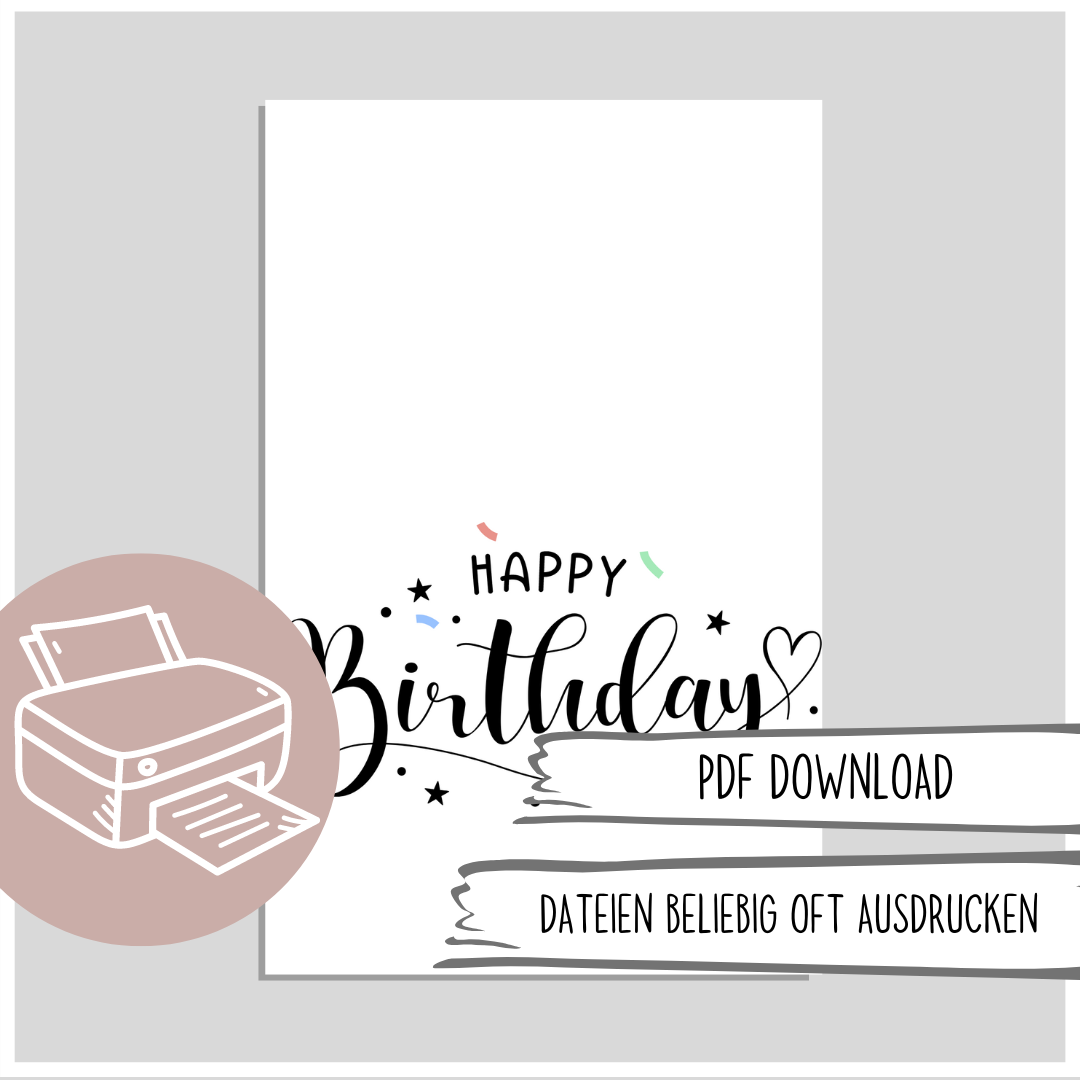 Geburtstagskarte Zum Ausdrucken Happy Birthday Kaufen